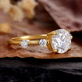 NOOR Round Cut Engagement Ring Unique Distance Band Promise Ring